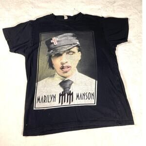 Marilyn Manson Portrait Graphic T-Shirt Black
